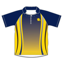 Image of stand up collar cricket shirt front view custom design