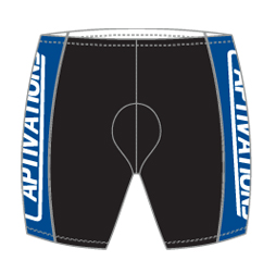 image of women's tri shorts front view, ustom triathlon apparel from Captivations Sportswear